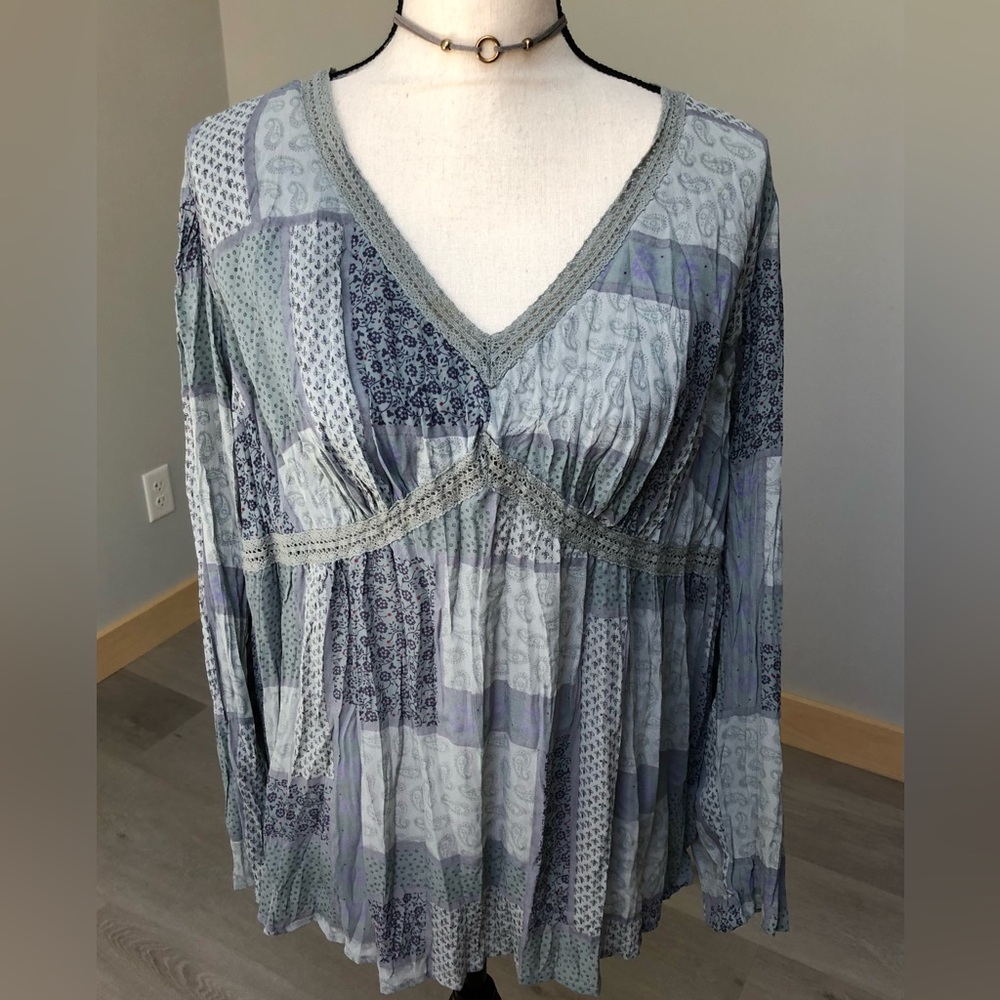 Vintage Fairycore Patchwork Boho Hippie Top Size 14/16